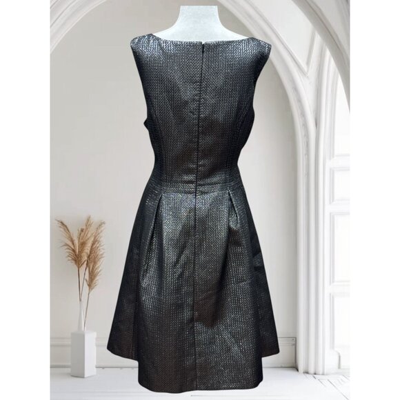 NEW Nine West Womens Plus Sz 18 Metallic Black Textured Sleeveless Party Dress - Picture 3 of 9